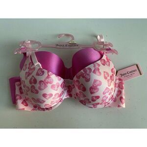 2‎ Pack Juicy Couture Bra Sz 36B SEXY Push Up JC7888 Hearts Valentines Pink NEW